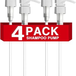 4-Pack Shampoo Pump for Liter 33.8 oz Shampoo and Conditioner, Pump Dispenser Fits Most Salon Brand Bottles with 1-inch Wide Opening, White Replacement Pump for Hair Products, Body Wash, Lotion, Gel
