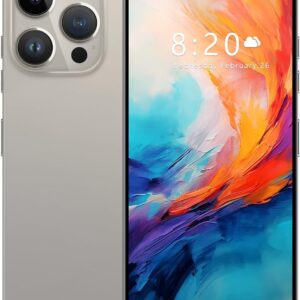 Unlocked Android Phone J15, 12GB+512GB Cell Phone 5G Mobile Phone Android 13 Smartphone, 6.8”FHD, 48MP+108MP Camera, 6800mAh Battery Dual SIM Phone/Face ID Grey