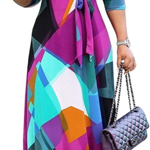 FANDEE Plus Size Maxi Dress for Women Casual Summer Sundress V-Neck 3/4 Sleeve