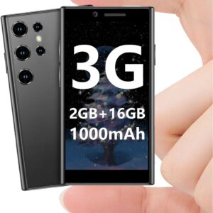 Mini Smartphone 3G Unlocked Mini Phone Kid’s Smartphone 3.0” HD Touch Screen World’s Smallest 1000mAh Battery Dual SIM Little Mobile Phone with Face ID Pocket Child Cellphone 2GB+16GB Black