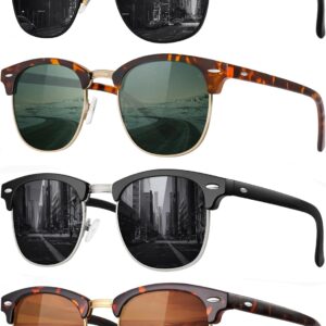 Classic Polarized Sunglasses for Men and Women Retro Style Semi Rimless Frame Sun Glasses 100% UV Protection Goggles
