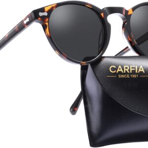 CARFIA Vintage Polarized Sunglasses for Men UV400 Protection Retro Fashion Eyewear Hand-crafted Acetate Frame CA5288L