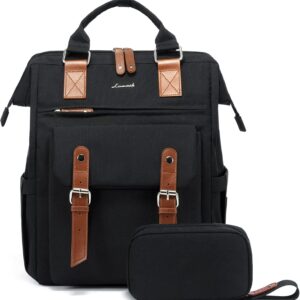 LOVEVOOK Laptop Backpack for Women Work Travel Backpack Purse, Commuter Business Computer Bag Teacher Nurse Bags, College School Backpack Student Bookbag with Multi-Pockets, 15.6 Inch, Black-brown