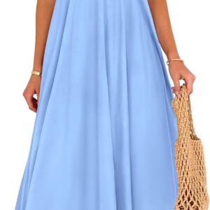 PRETTYGARDEN Women’s 2025 Summer Flowy Maxi Dress Casual Sleeveless Spaghetti Strap Ruffle Beach Long Dresses