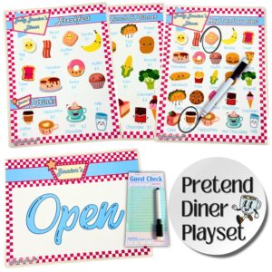 Pretend Resturant Menus For Kids, Diner Menu Playset For Play Food Play Kitchen Accessories, Kids Kitchen playset, Kitchen Set For Toddlers, Toy Kitchen Toys By PlayfulPrints